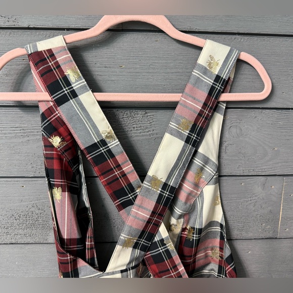 NWT Urban Outfitters Chandler Plaid Gold Bee Jumper Dress Sz Medium - Picture 9 of 10